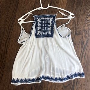 Urban outfitters blue embroidery high neck tank
